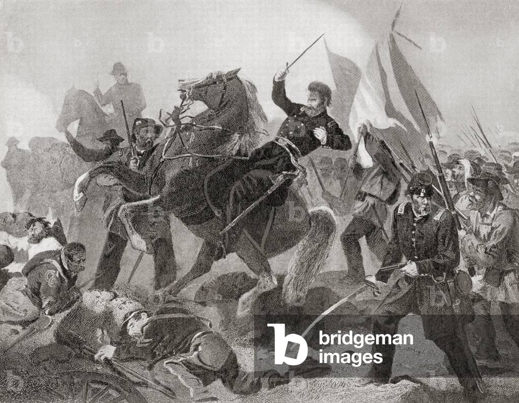 "The Battle of Wilson Creek" 1915 di English School, b/w