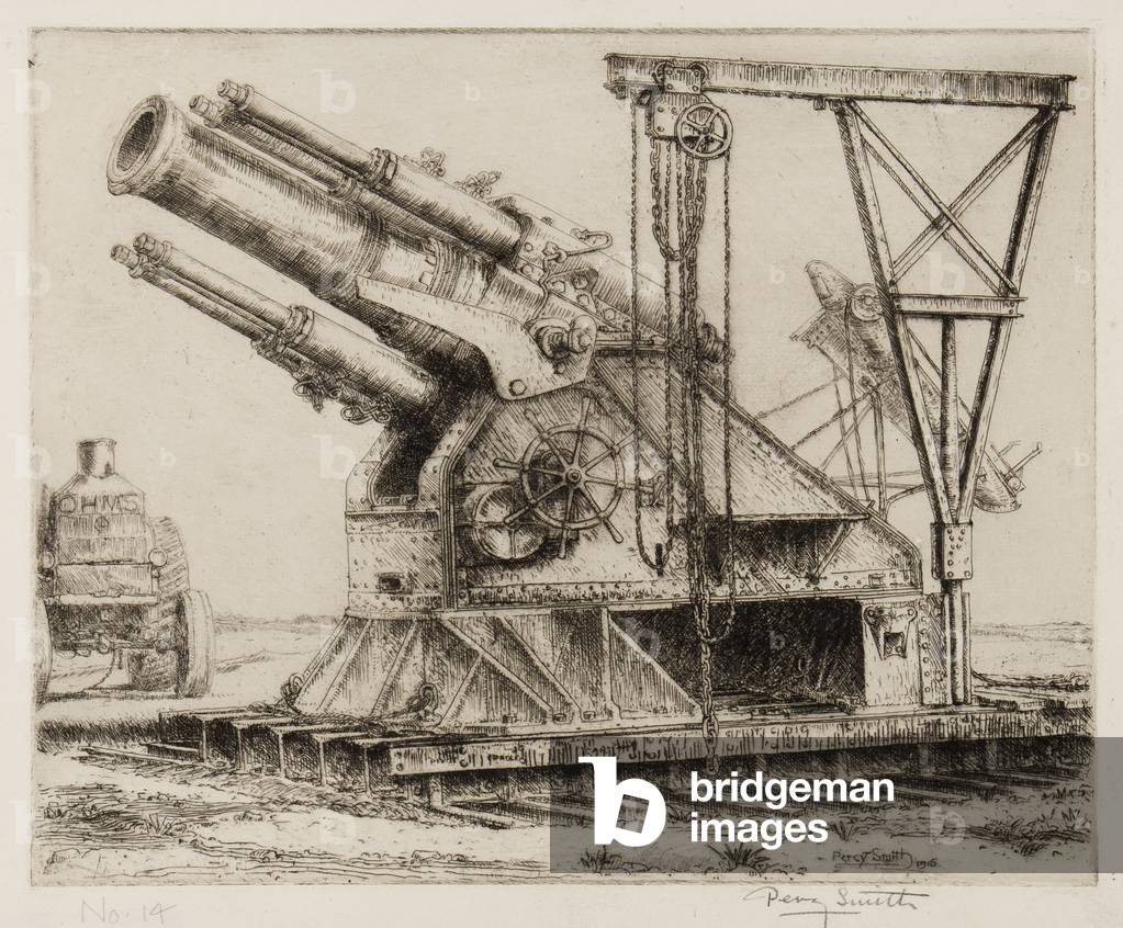 Il 15 pollici Howitzer, 1916 (incisione)