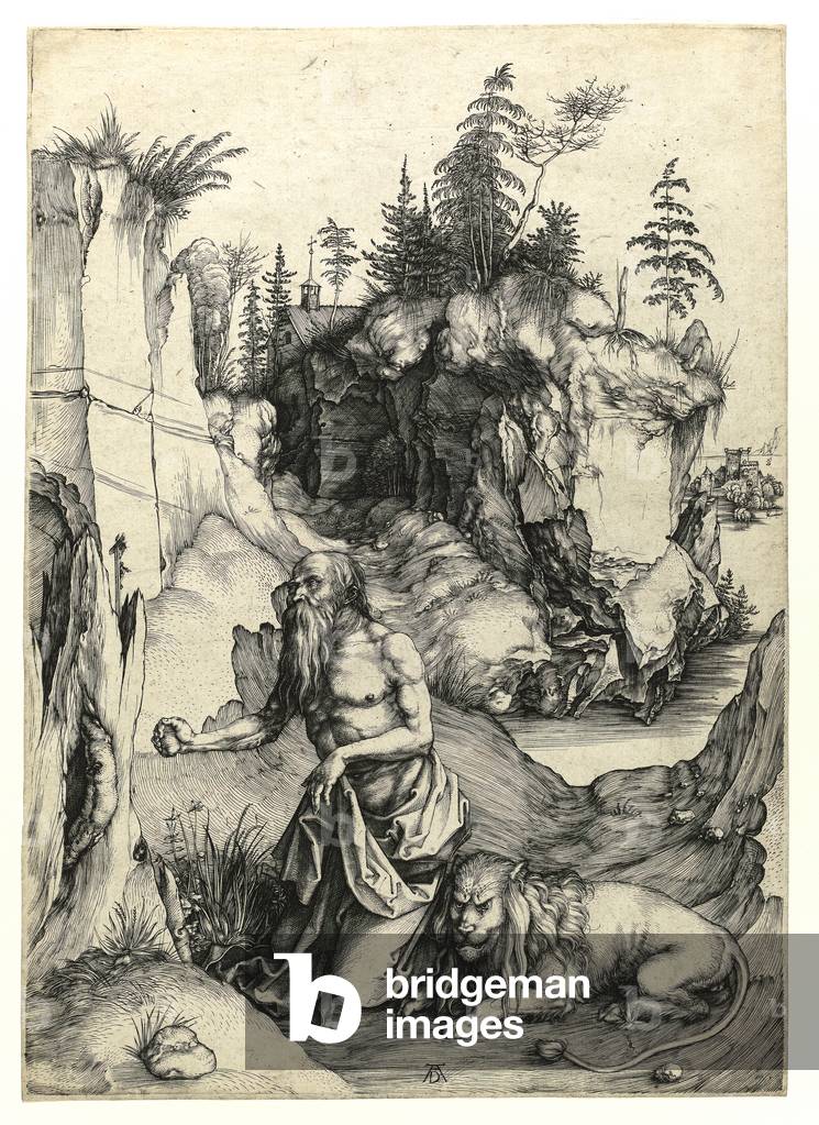 San Gerolamo penitente. 1497 circa (in basso: monogramma).Bulino, 31,7x22,4 cm.