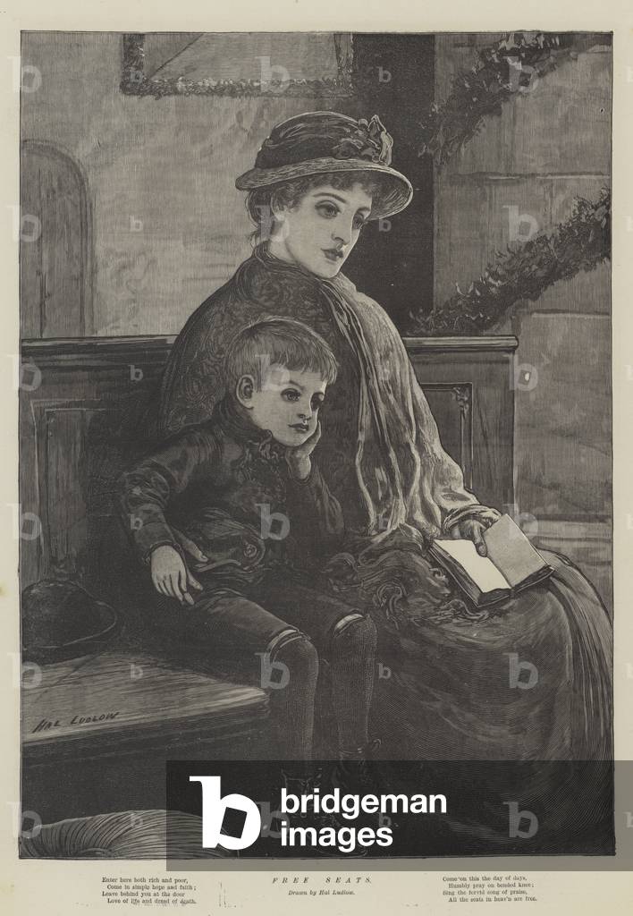 "Freie Sitze (Gravur)" 1887 von fl.1880-1925) Ludlow, b/w