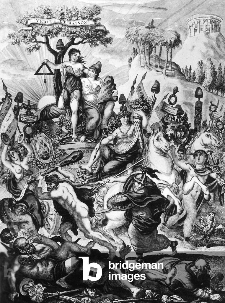 Allegorie des Triumphs der Montagne während der Französischen Revolution, Gravur