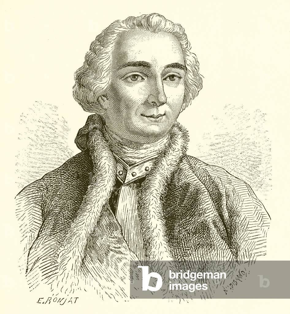 Louis Montcalm (gravure) par English School, b/w