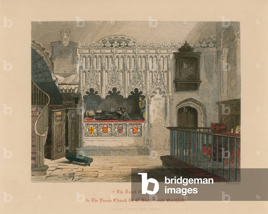 Image of Engraving depicting Tomb of Prior Rayhere by John Wykeham Archer, b/w