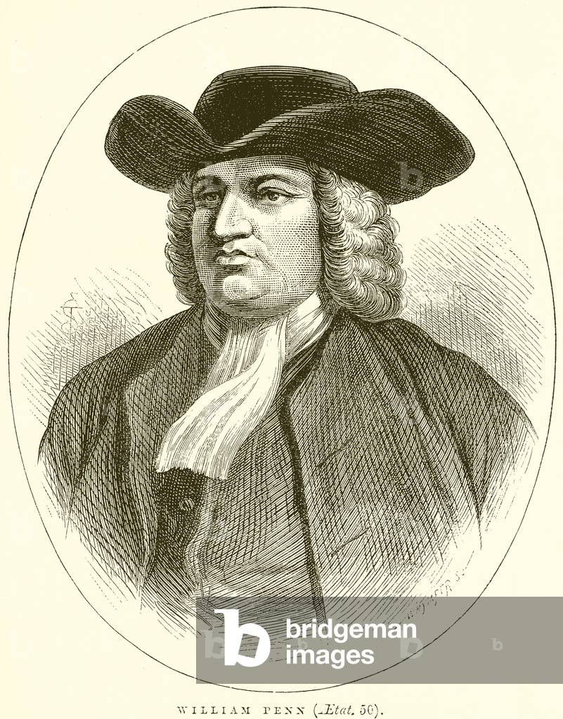 "William Penn (Aetat. 50) (Gravur)" von English School, b/w