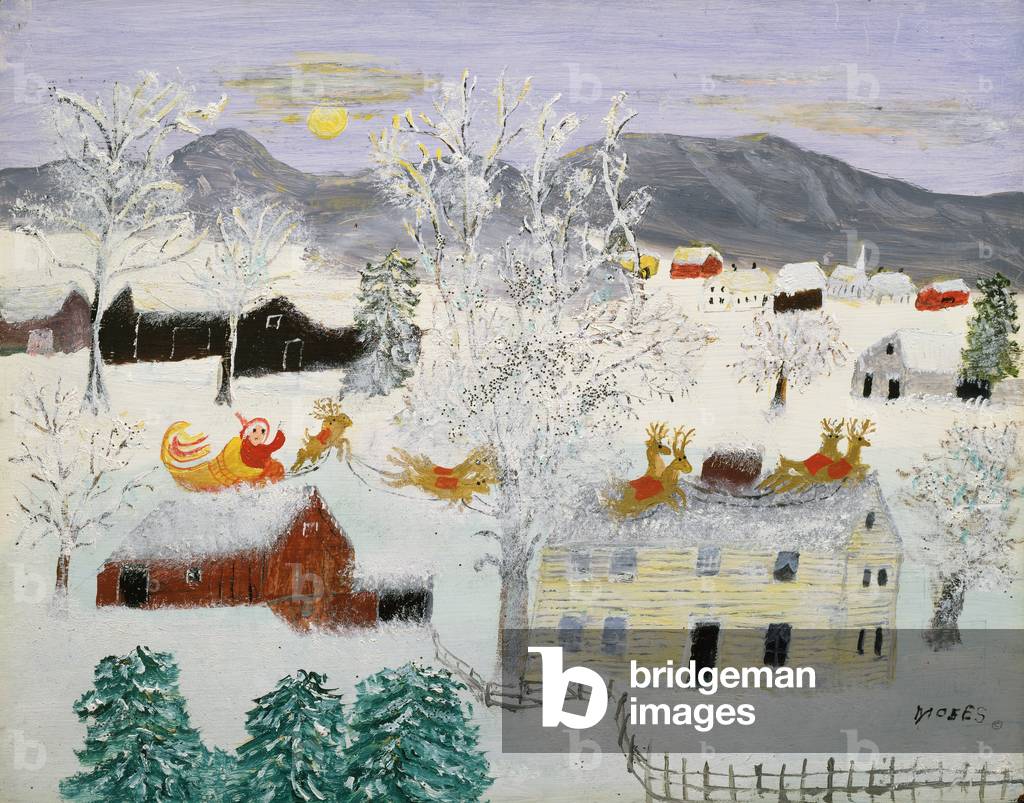 Bild von Gemälde "Weihnachtsmann Nr. 4" 1960 von Anna Mary Robertson Moses