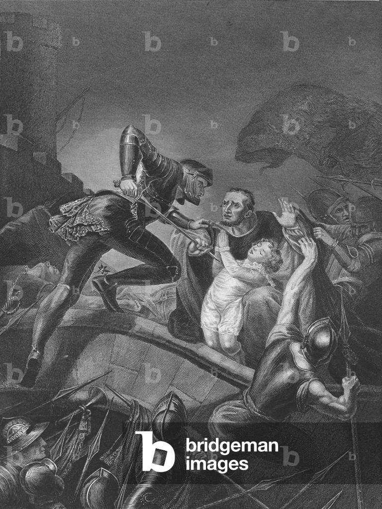 Assassinio del Duca di Rutland, illustrazione tratta dalla «Storia dell'Inghilterra, vol. 1" (incisione)
