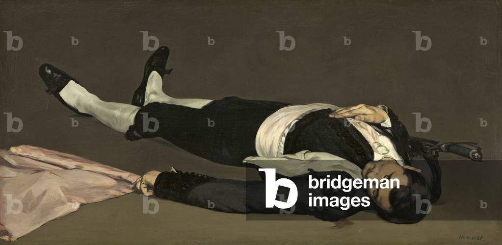 Immagine di Dipinto "Il Toreador Morto", 1864 di Edouard Manet, b/w