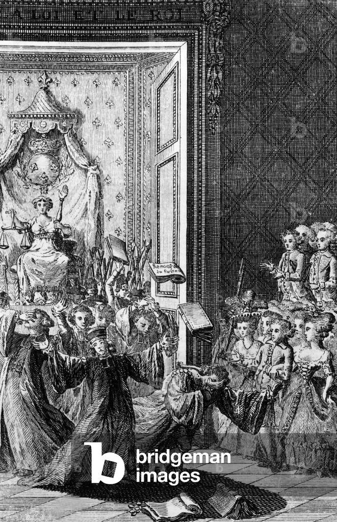 15. August 1787: Exil des Pariser Parlaments in Troyes, Gravur