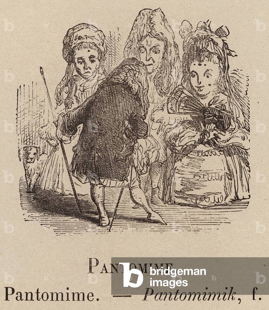 "Le Vocabulaire Illustre: Pantomime; Pantomimik (Gravur)" 1873 von European School