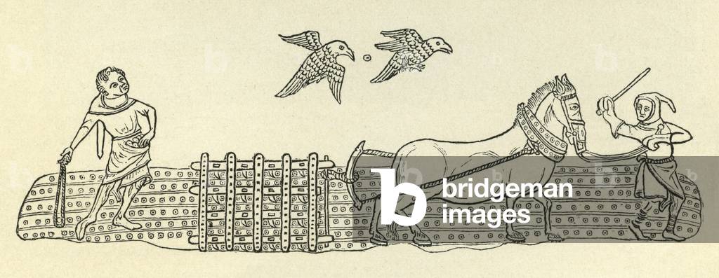 Image of Print depicting Harrowing 1801, b/w