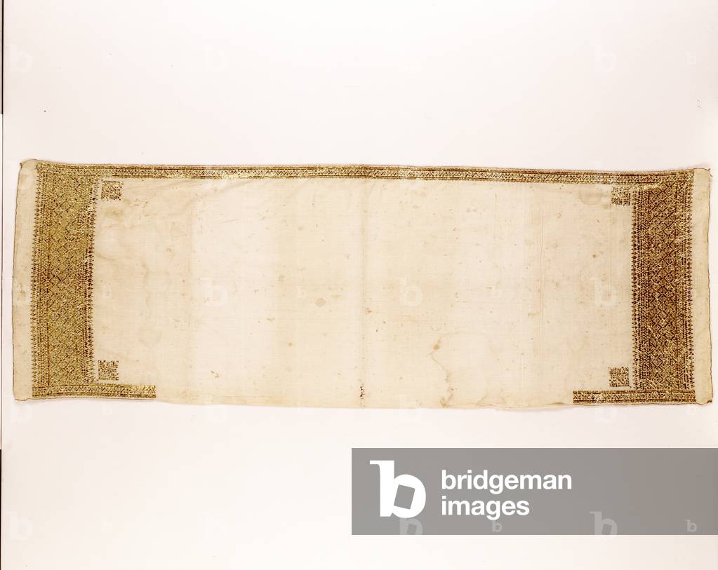 Kopfschleier für Frauen (Mflahfa), Mitte des 19. Jahrhunderts (Baumwolle, bestickt mit Seide und flachen Metal