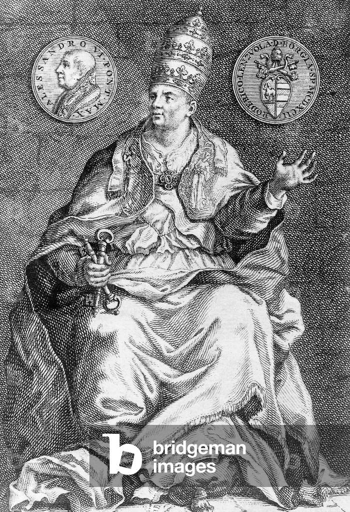 Rodrigue Borgia (1431-1503) Papst Alexandre VI. in 1492-1503, Gravur