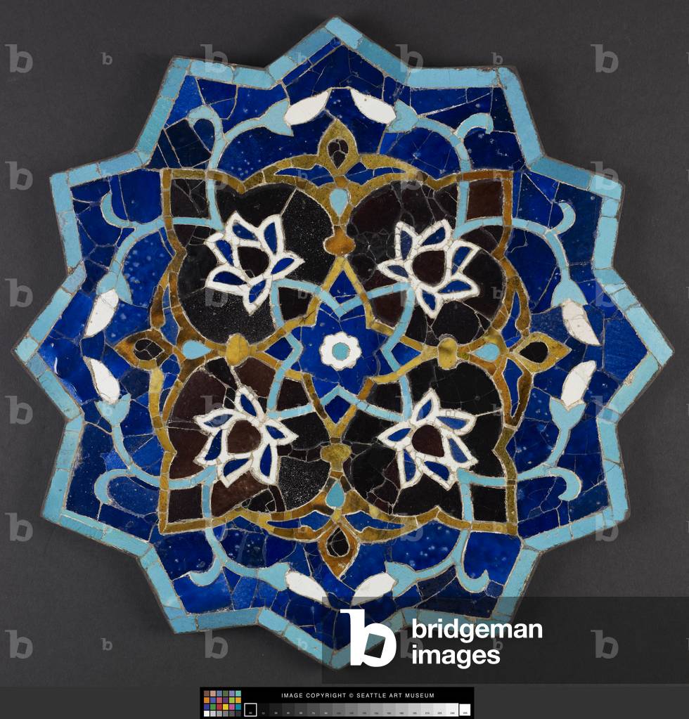 Piastrella con stella a dodici punte, sec. XV (mosaico in ceramica con smalto policromo)