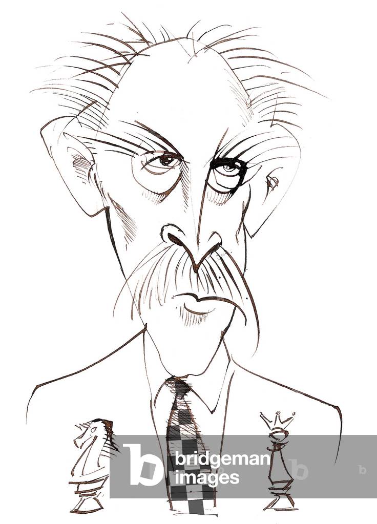 Arthur Bliss - compositore e direttore d'orchestra inglese (1891-1975); caricatura con cravatta a scacchi