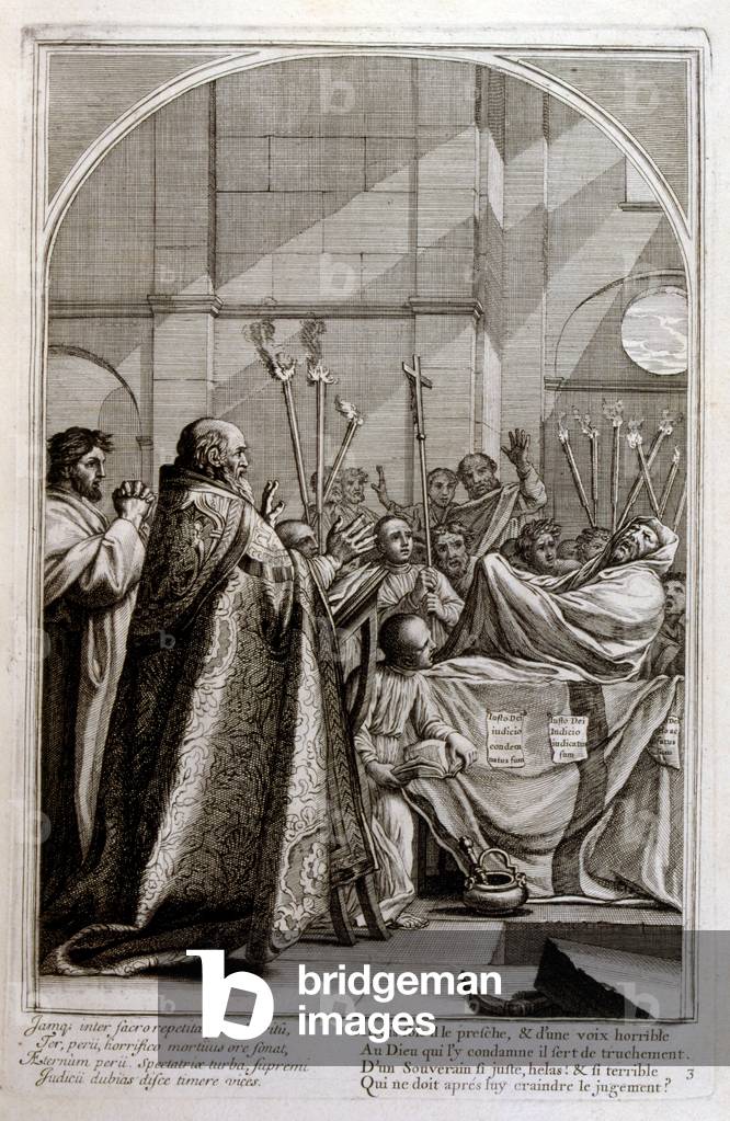 Incisione di Francois Chauveau 1680' La vita di San Bruno' fondatore dell'ordine di Chartreux