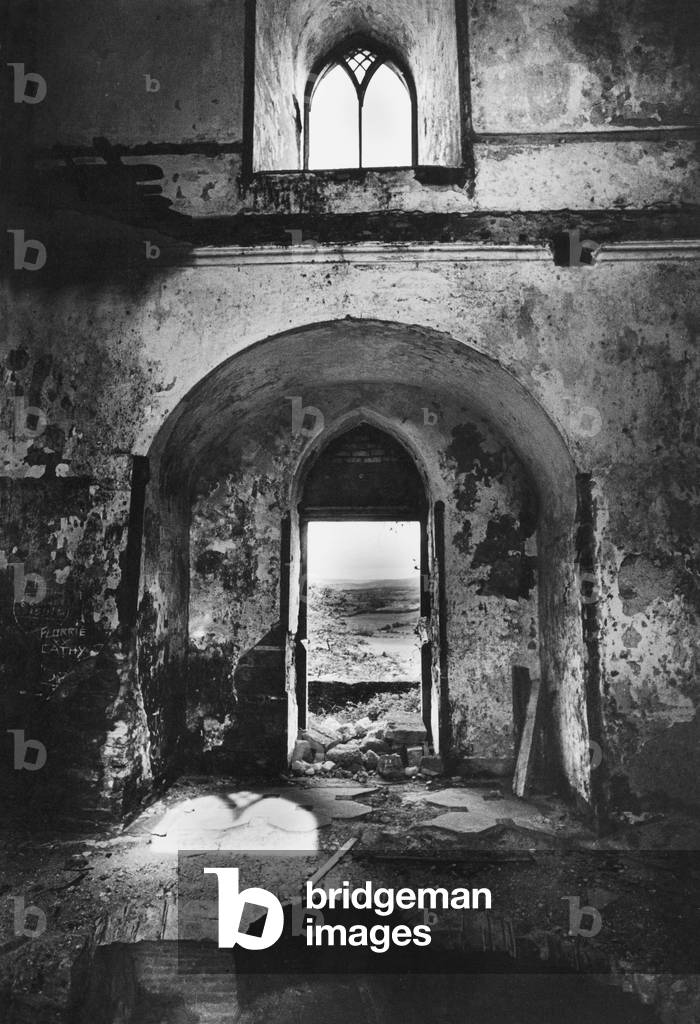 Interior, Leap Castle, County Offaly, Ireland (b/w photo)