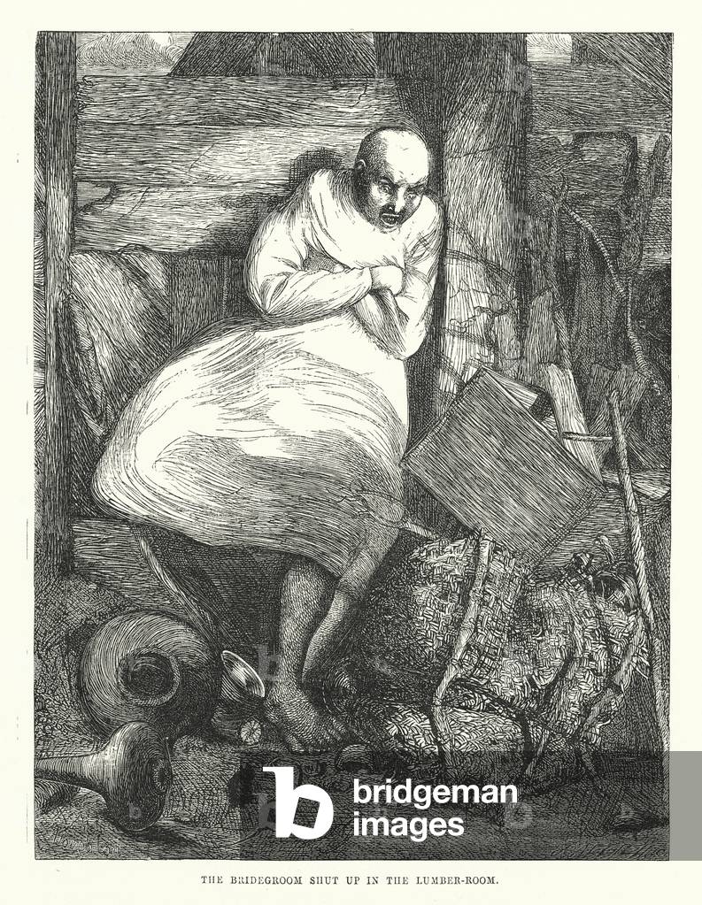 Image de Gravure représentant Le marié enfermé dans le bûcheron (gravure) par English School