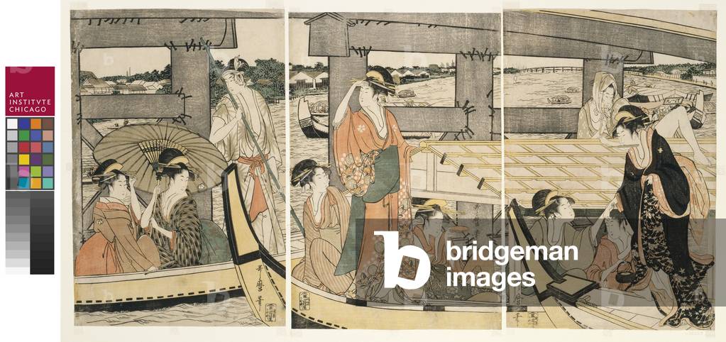 Sopra e sotto il ponte Ryogoku, 1795-96 ca. (xilografia a colori)