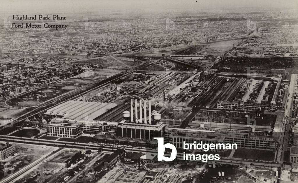 Highland Park Plant, Ford Motor Company, Detroit, Michigan (b/w photo)