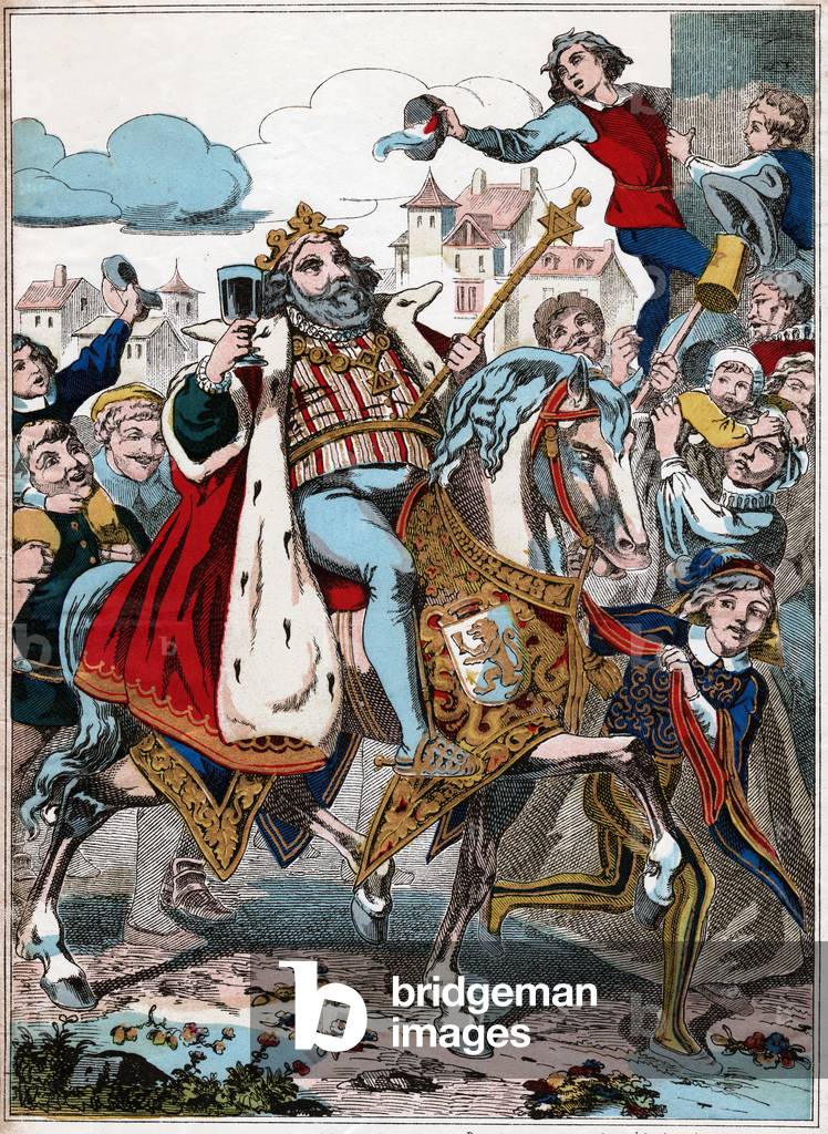 Immagine di Stampa "King Gambrinus" 1880 di French School