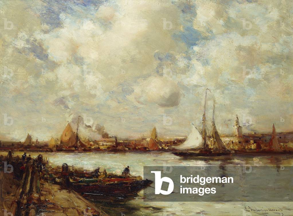 Bild von Gemälde "Der Hafen" von E. Aubrey Hunt