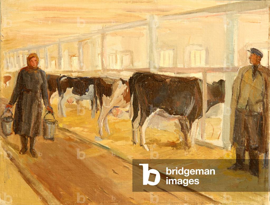 Mucche nella stalla, 1940 (olio su tela)