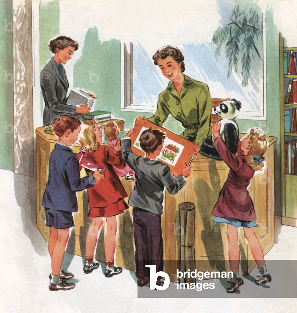 "Studenti nella Biblioteca della Scuola" 1950 di American School