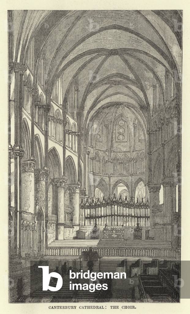 Canterbury Cathedral by English Artist, b/w