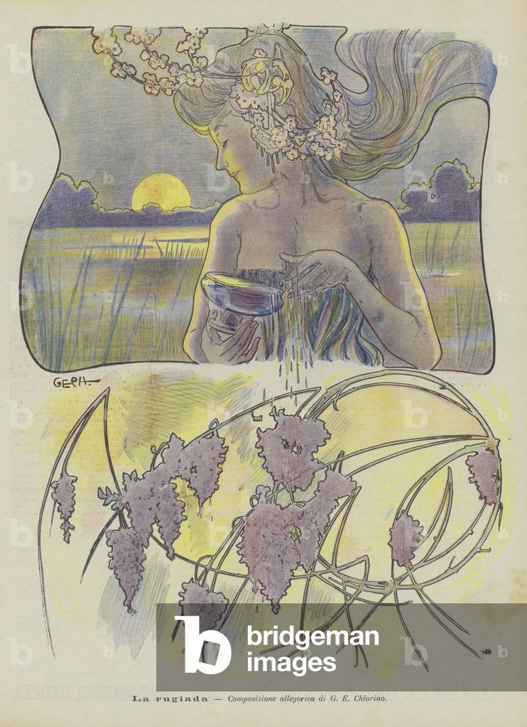 The Dew (Colour Litho) by Giuseppe Eugenio Chiorino