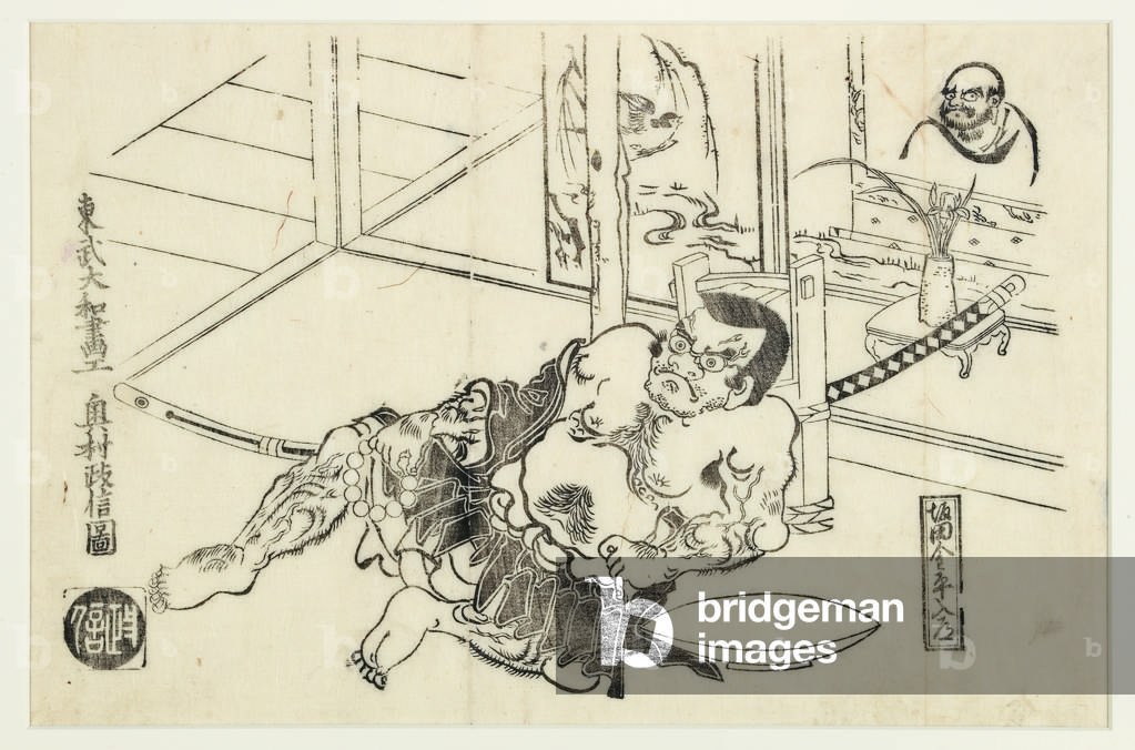 Il prete Sakata Kimpira, 1710-20 (blocco di legno)