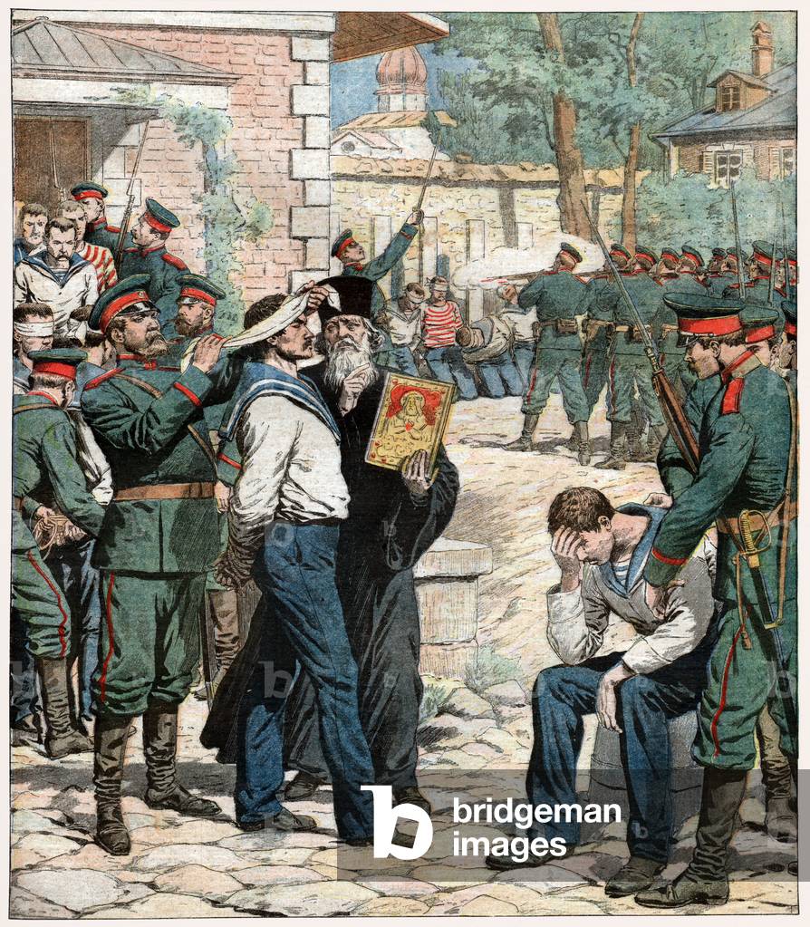 Bild von Druck "Hinrichtung in Krondstadt" 1906 von French School
