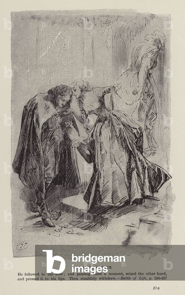 Immagine di Stampa "Libri di Natale di Charles Dickens: Battle of Life (litografia)" 1901 di Harry Furniss