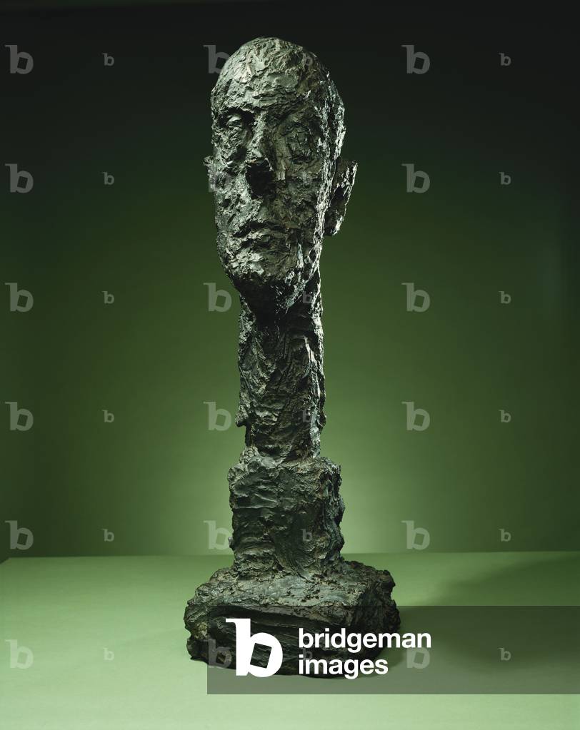 Bild von Skulptur "Großer Kopf; Grande Tete", 1960 von Alberto Giacometti, b/w