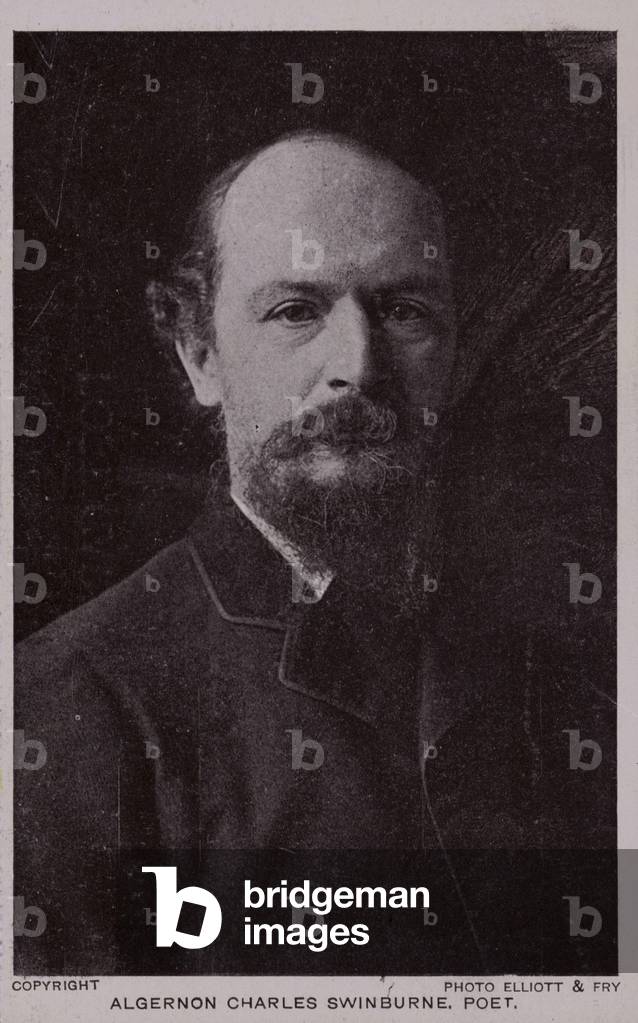 Algernon Charles Swinburne (1837-1909), English poet and dramatist (b/w photo)