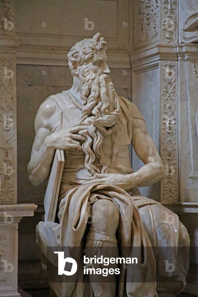 Dettaglio di Mosè dalla tomba di Giulio II, 1515 (marmo)
