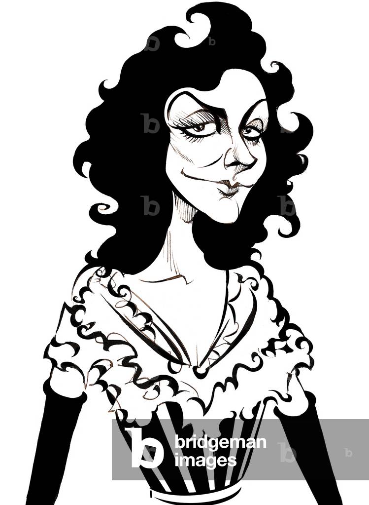 Yvette Guilbert, attrice francese e cantante di cabaret, (1867 - 1944) caricatura
