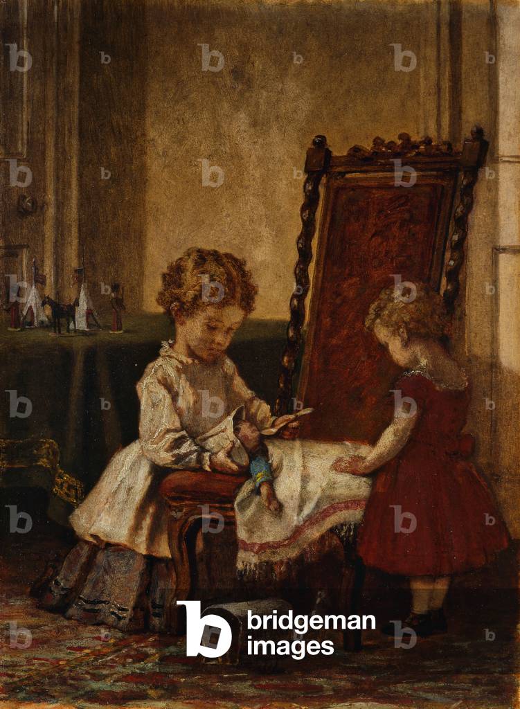 Playing Field Hospital, (Öl auf Papier an Bord gelegt)