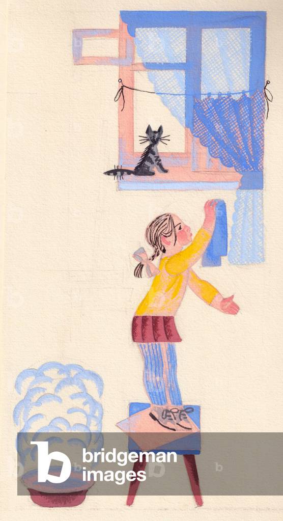 Immagine di Dipinto "Illustrazione da 'Sit Down and List' di Silva Kaputikyan" 1969 di Marina Uspenskaya