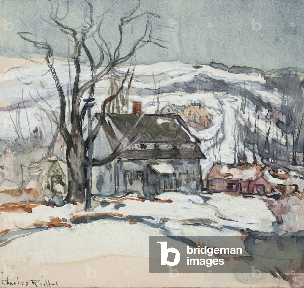 Bild von Zeichnung "Haus und Baum im Winter (w/c auf Papier)" von Charles P. Reiffel
