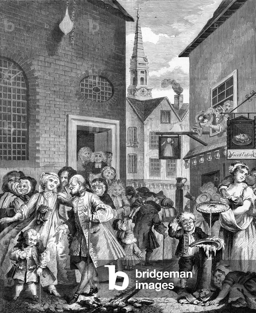 "Times of the Day - Noon von William Hogarth" von William Hogarth, b/w