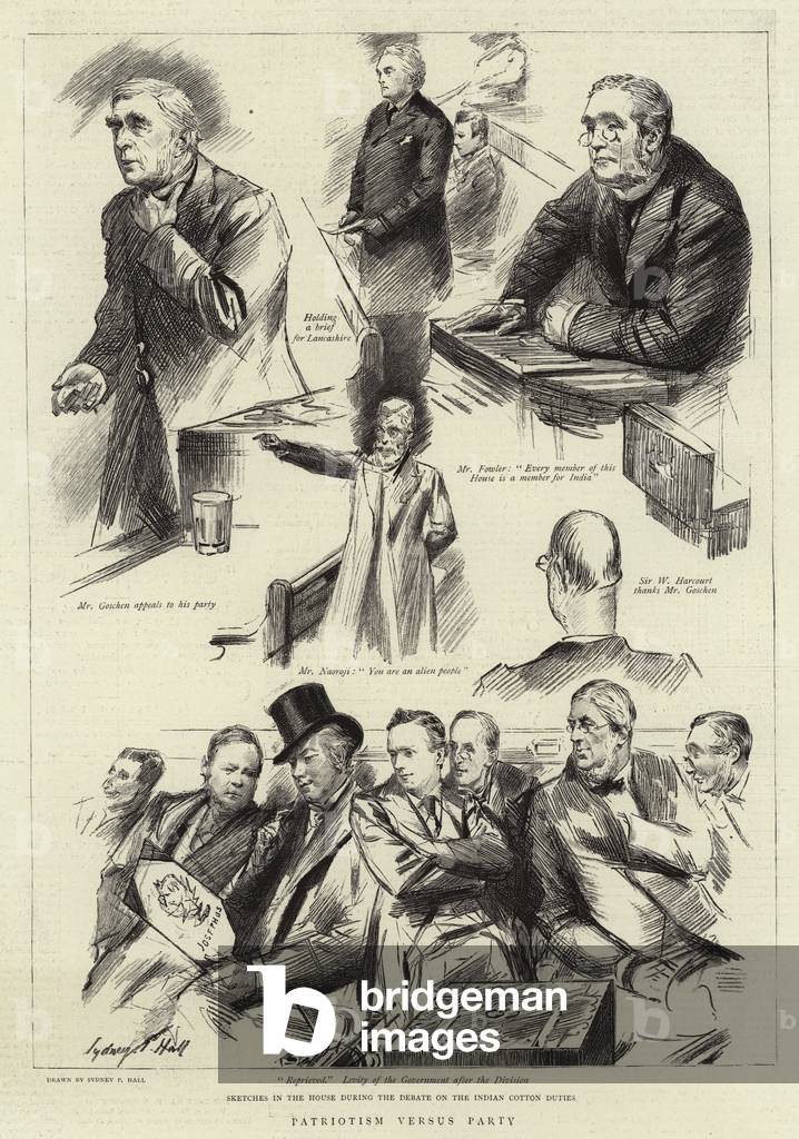 Image of Print depicting Patriotism versus Party (litho) by Sydney Prior Hall, b/w