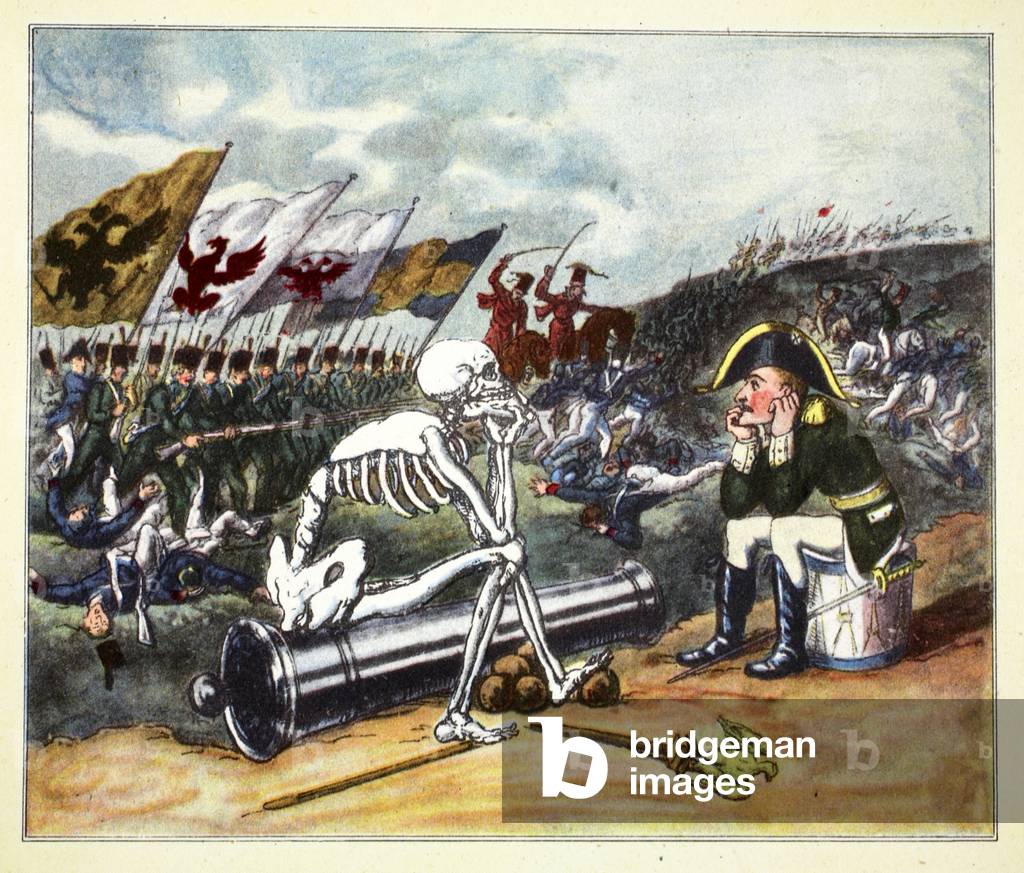 Image of Engraving depicting Napoleon on the Battlefield of Leipzig, 1813 by Thomas Rowlandson