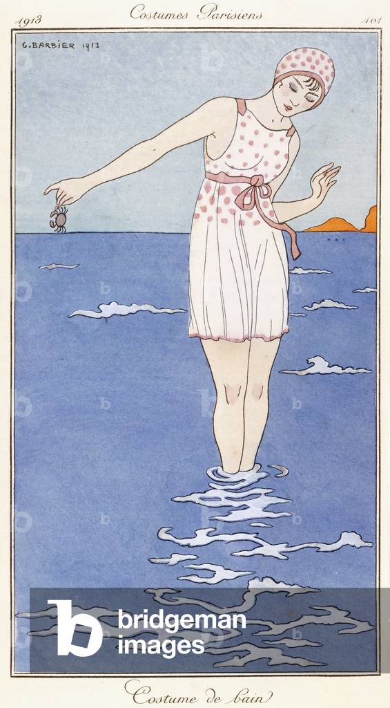 Abbigliamento parigino: costume da bagno, 1913 (stampa a colori)