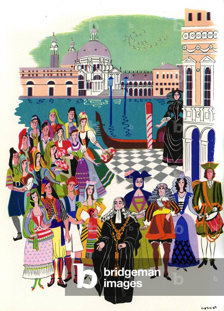 Image de Dessin représentant Opérette Gilbert et Sullivan Les Gondoliers ou Le Roi de Barataria par Lucille Co