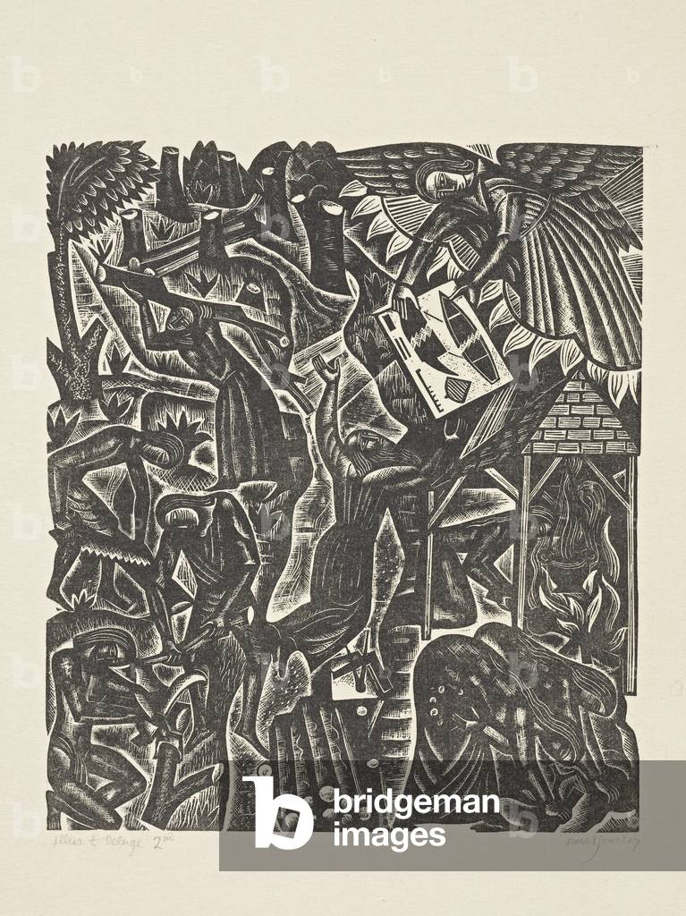 "Il Diluvio (2): Noè riceve i piani" 1927 di David Michael Jones, b/w