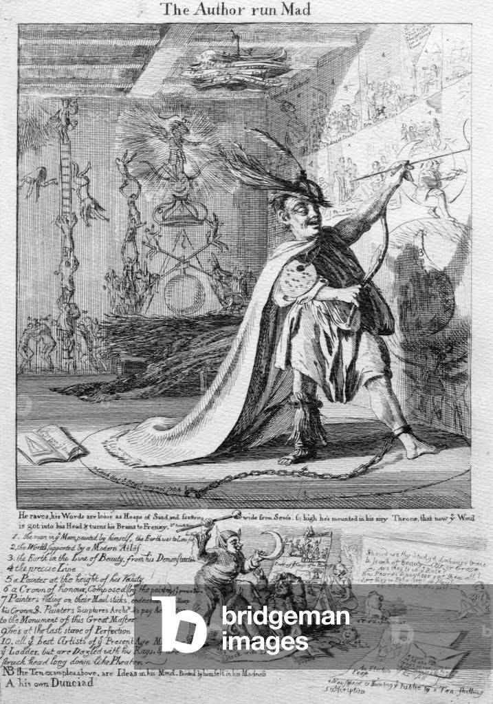 "L'Autore Run Mad" 1753 di Paul Sandby, b/w