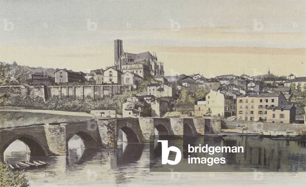 Limoges, Vue generale, prise en amont du Pont Saint-Etienne (rive g de la Vienne) (Farbfoto)