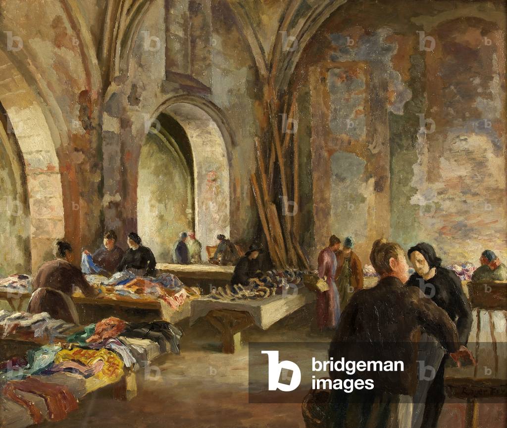 Immagine di Dipinto "Mercato in un Disuso Chiesa in Francia" 1928 di Roger Eliot Fry