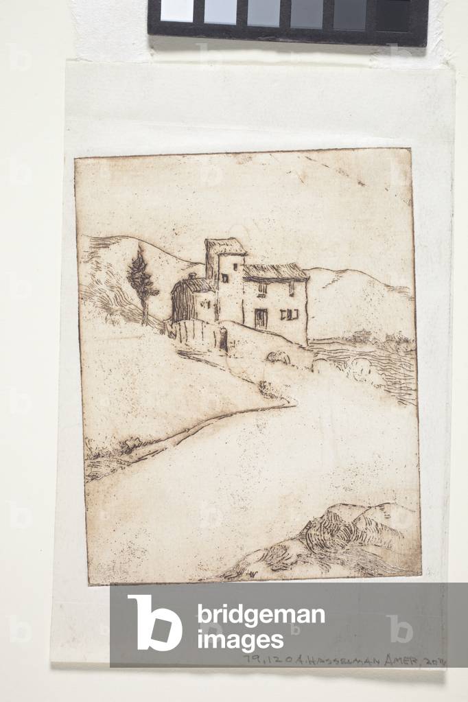 House In Southern French Landscape (ink by Anna Hasselman