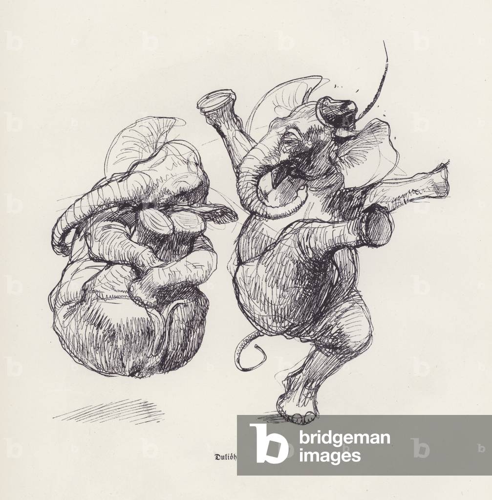 Bild von Druck "Elefanten tanzen (litho)" 1901 von Heinrich Kley